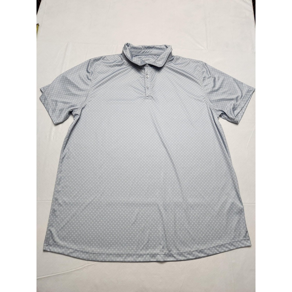 Swannies Polo‎ Shirt Mens 3XL Light Blue Micro Print Golf Performance Polyester